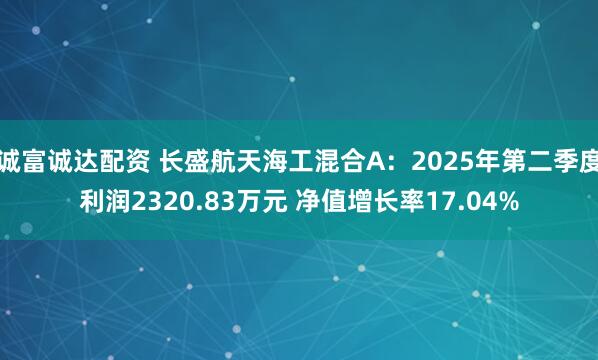 诚富诚达配资 长盛航天海工混合A：2025年第二季度利润2320.83万元 净值增长率17.04%