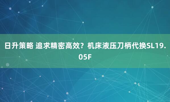 日升策略 追求精密高效？机床液压刀柄代换SL19.05F
