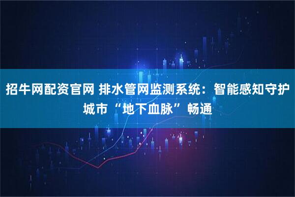 招牛网配资官网 排水管网监测系统：智能感知守护城市 “地下血脉” 畅通